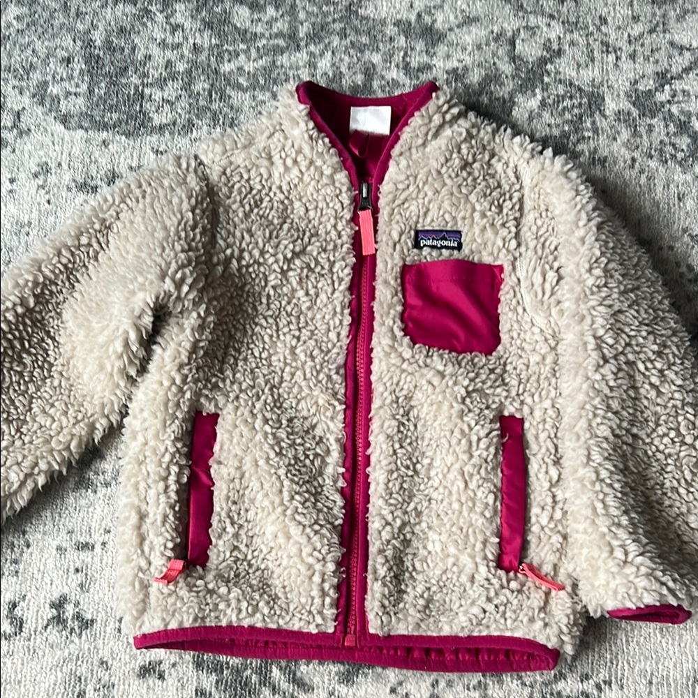 Patagonia Fleece Jacket with Cream and Pink Accents